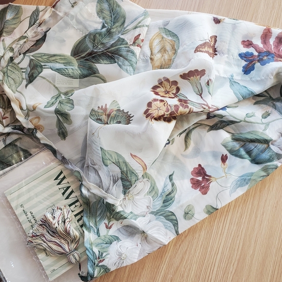 Waverly ascot valance sheer garden images floral cottagecore set of two - Picture 5 of 5